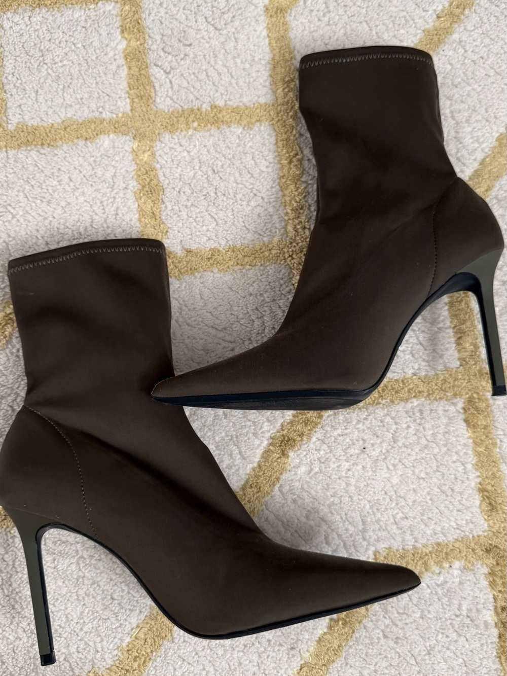 Zara Pointed Toe Sock Bootie in Dark Olive